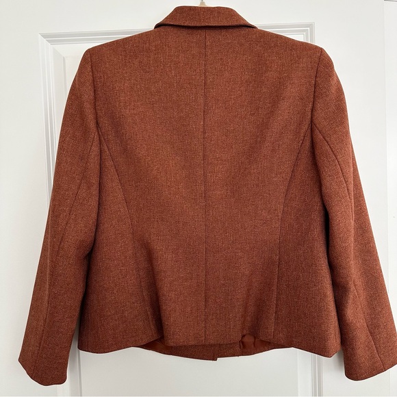 Le Suit Petite Rust Orange Wool / Tweed Look Two Piece Blazer and Skirt Set - Picture 13 of 16